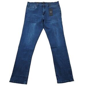 NEW Kenneth Cole Jeans Men's 38x34 Straight Fit 2 Way Stretch Med Blue Denim NWT